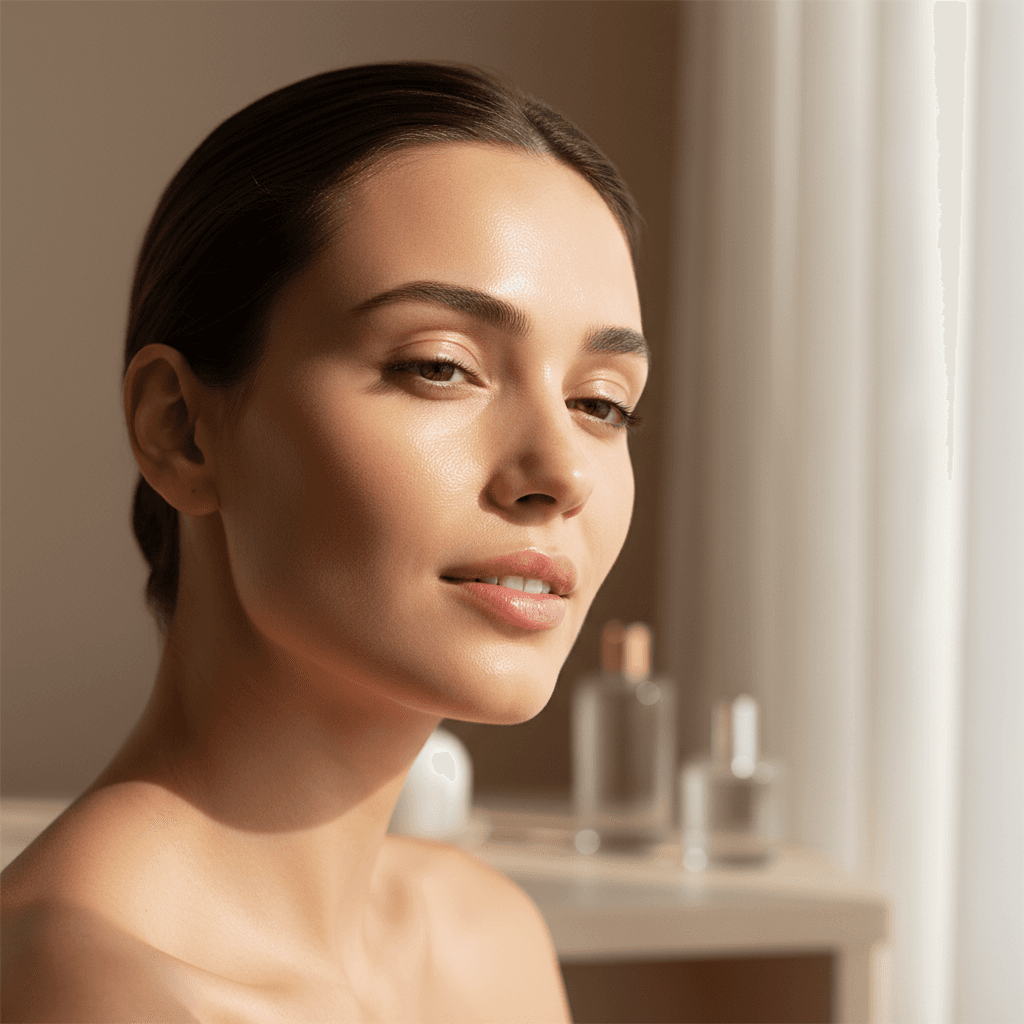 Glowing skin after a facial